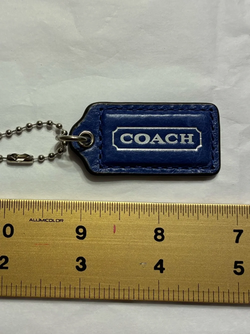 Coach EUC Hang Tag Blue & Silver Letters Leather - Picture 4 of 4
